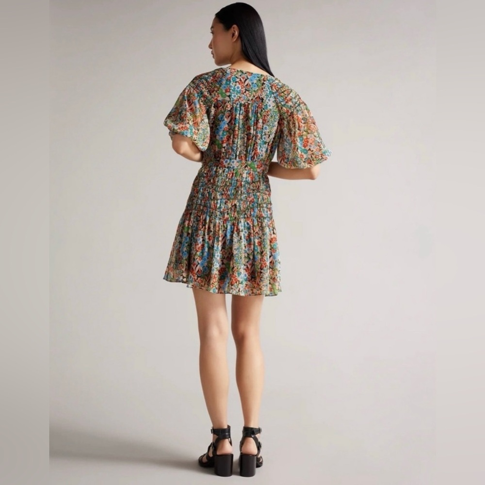 NWT Ted Baker London Tiania Black Floral Mini Dress Sz 8 (3) Spring Summer Party - Picture 4 of 10